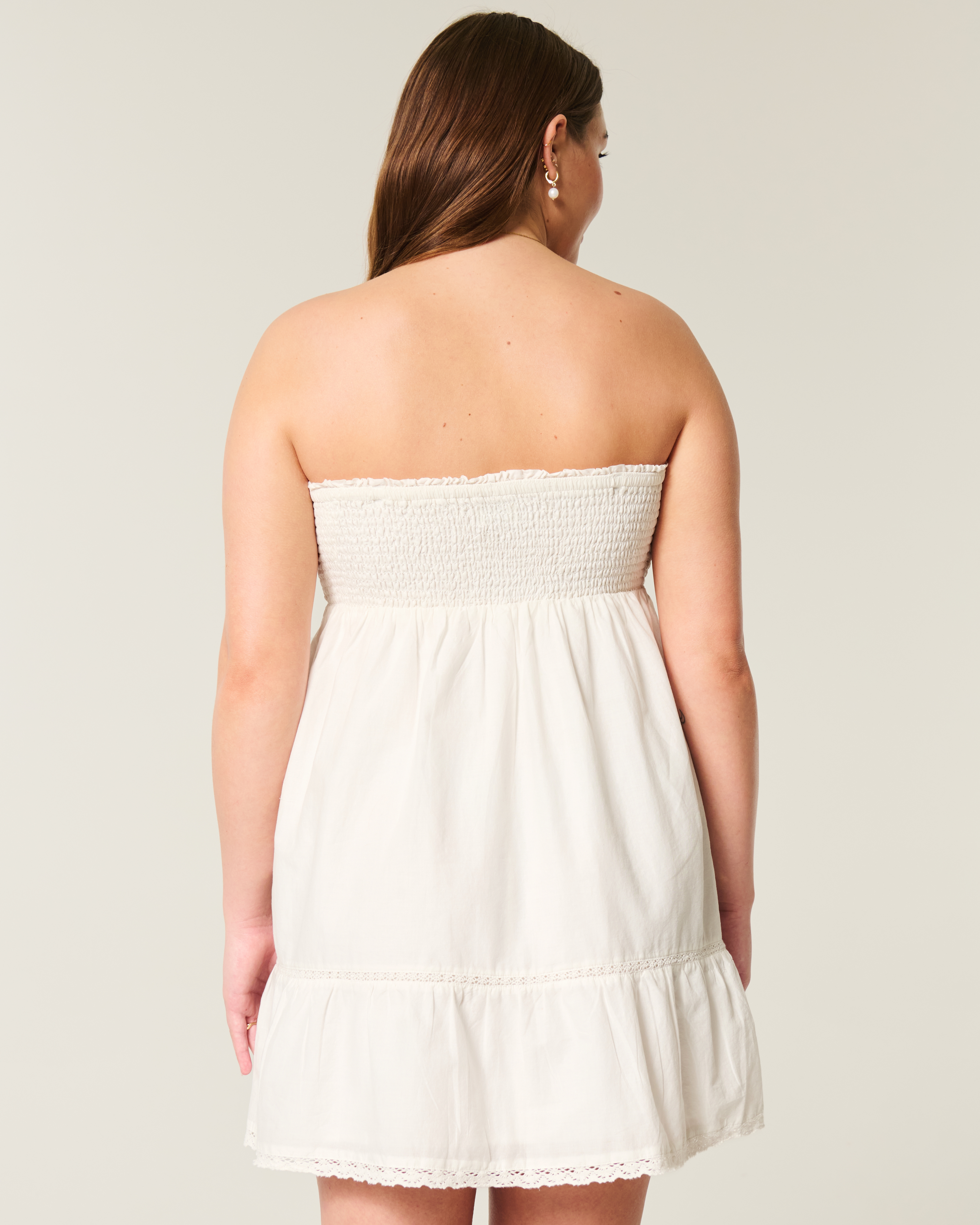 Strapless Embroidered Babydoll Dress