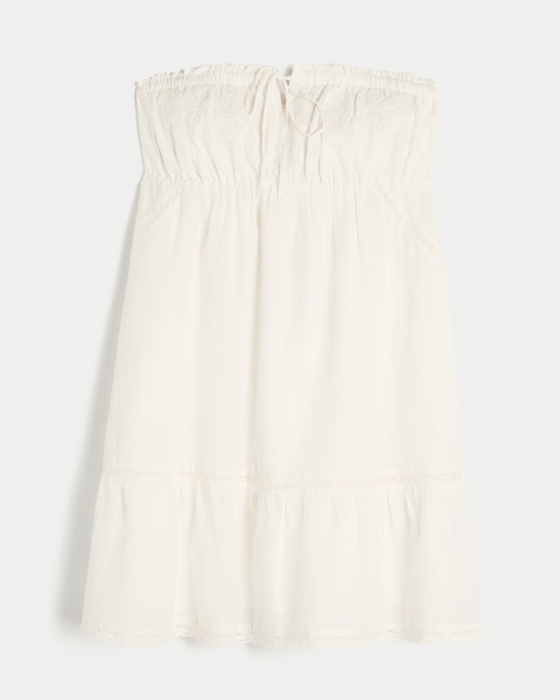 Strapless Embroidered Babydoll Dress