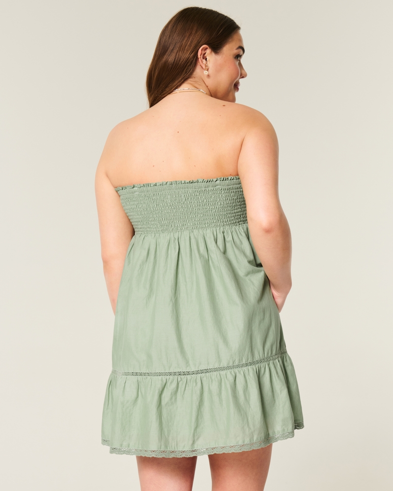 Strapless Embroidered Babydoll Dress