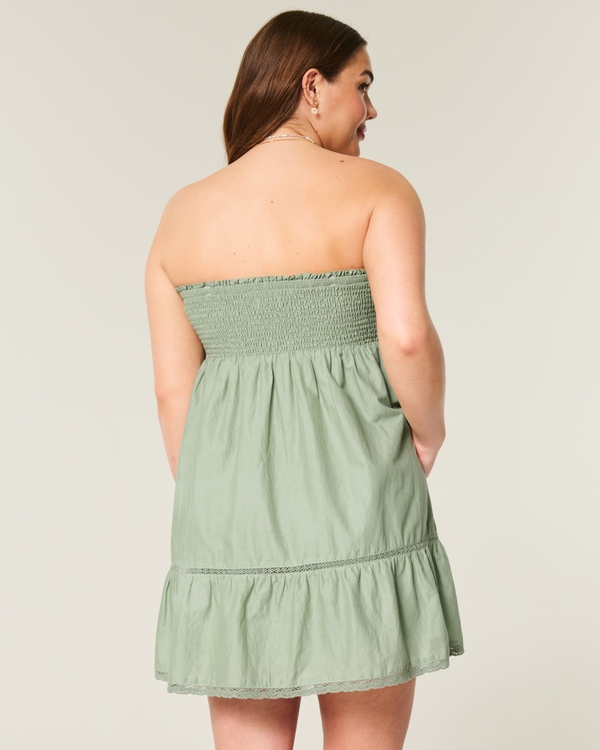 Strapless Embroidered Babydoll Dress