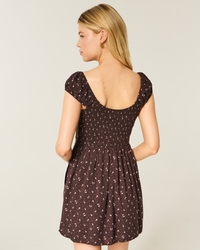 Short-Sleeve Button-Through Mini Dress