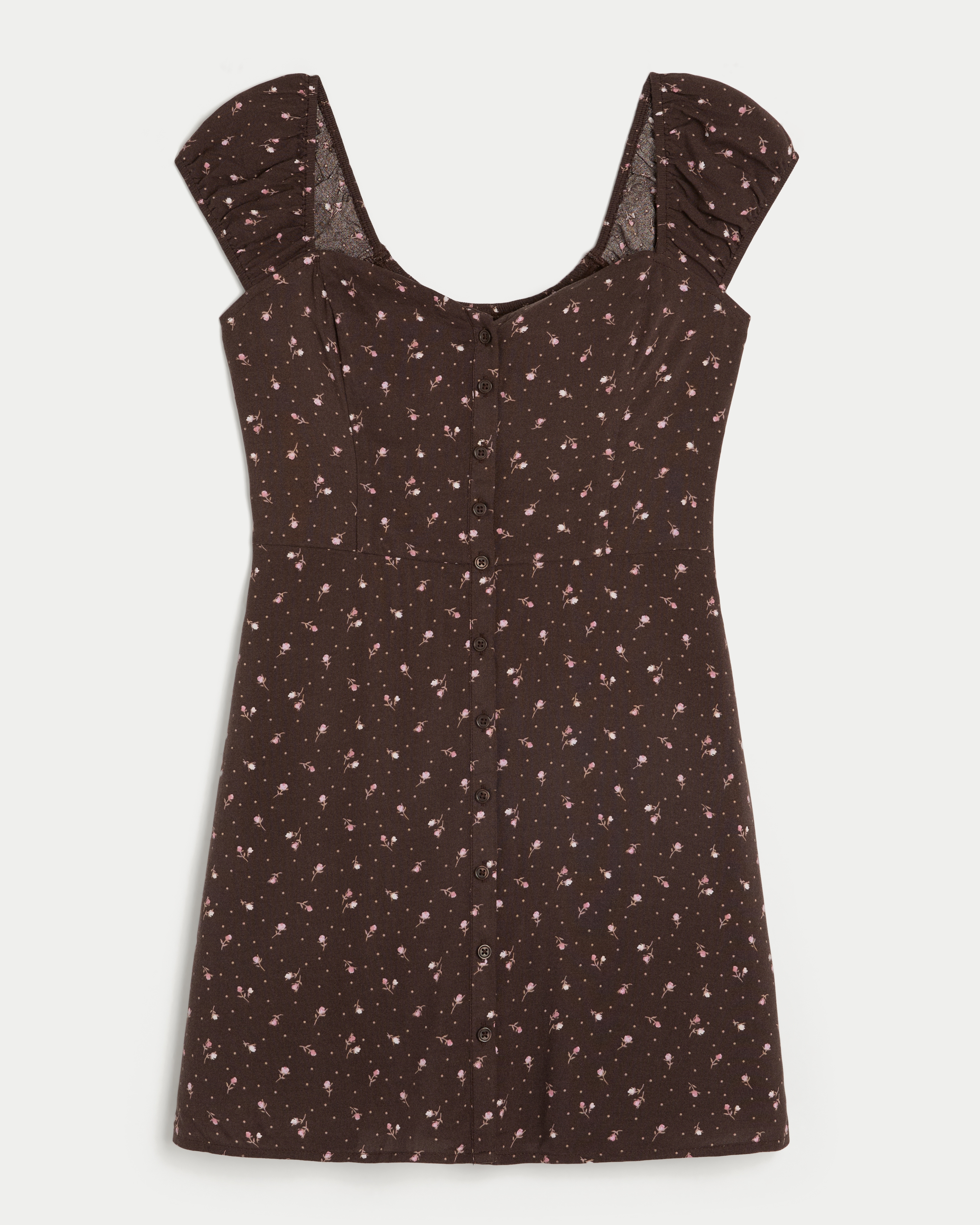 Short-Sleeve Button-Through Mini Dress