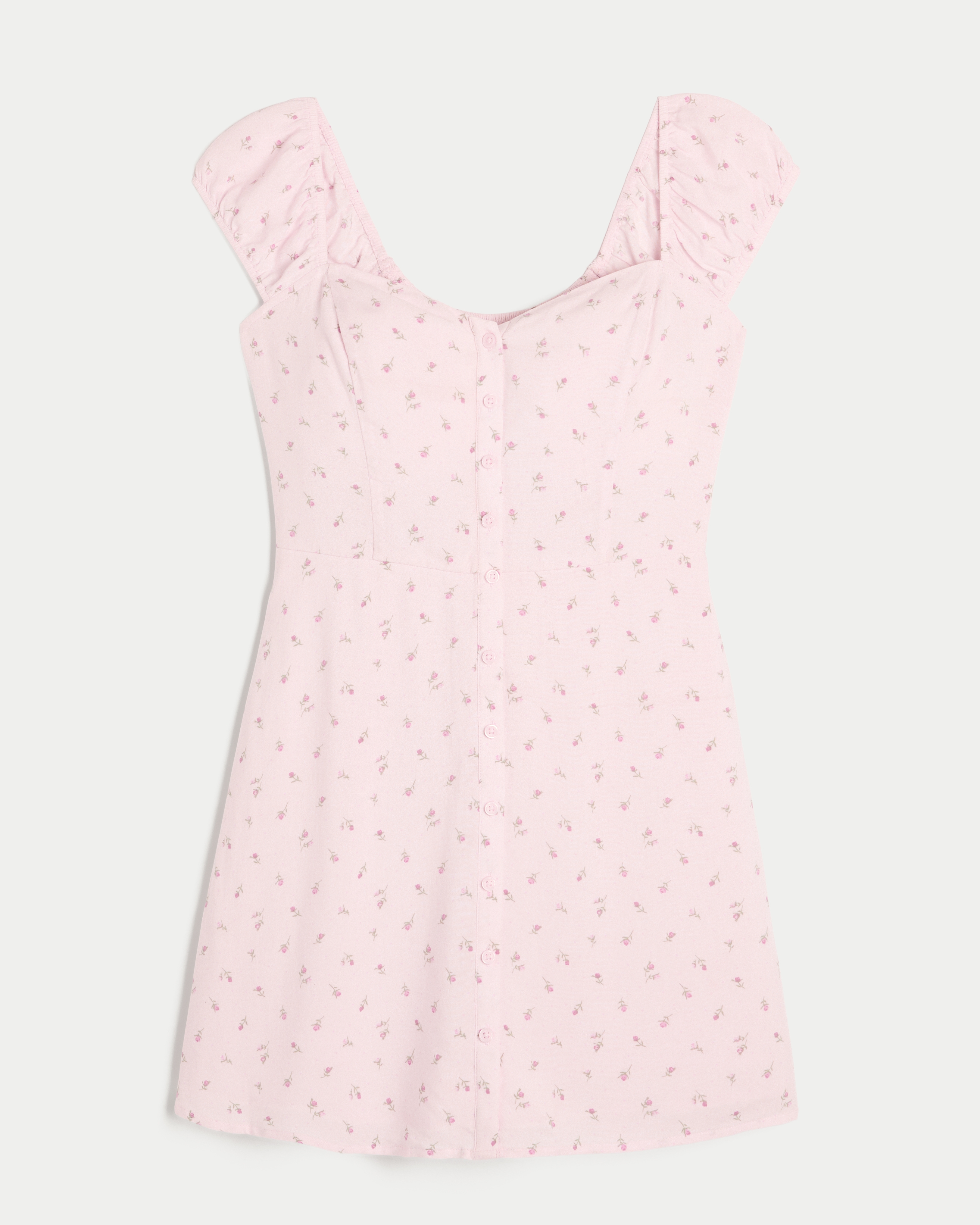Short Sleeve Button Front Mini Dress