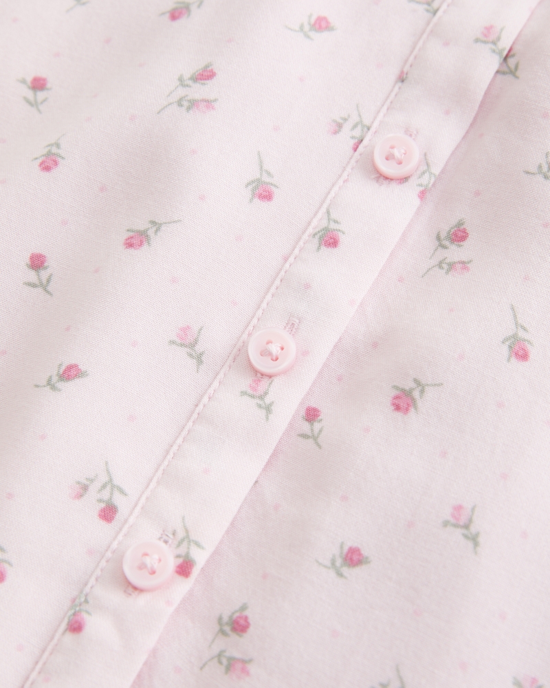 Short-Sleeve Button-Through Mini Dress