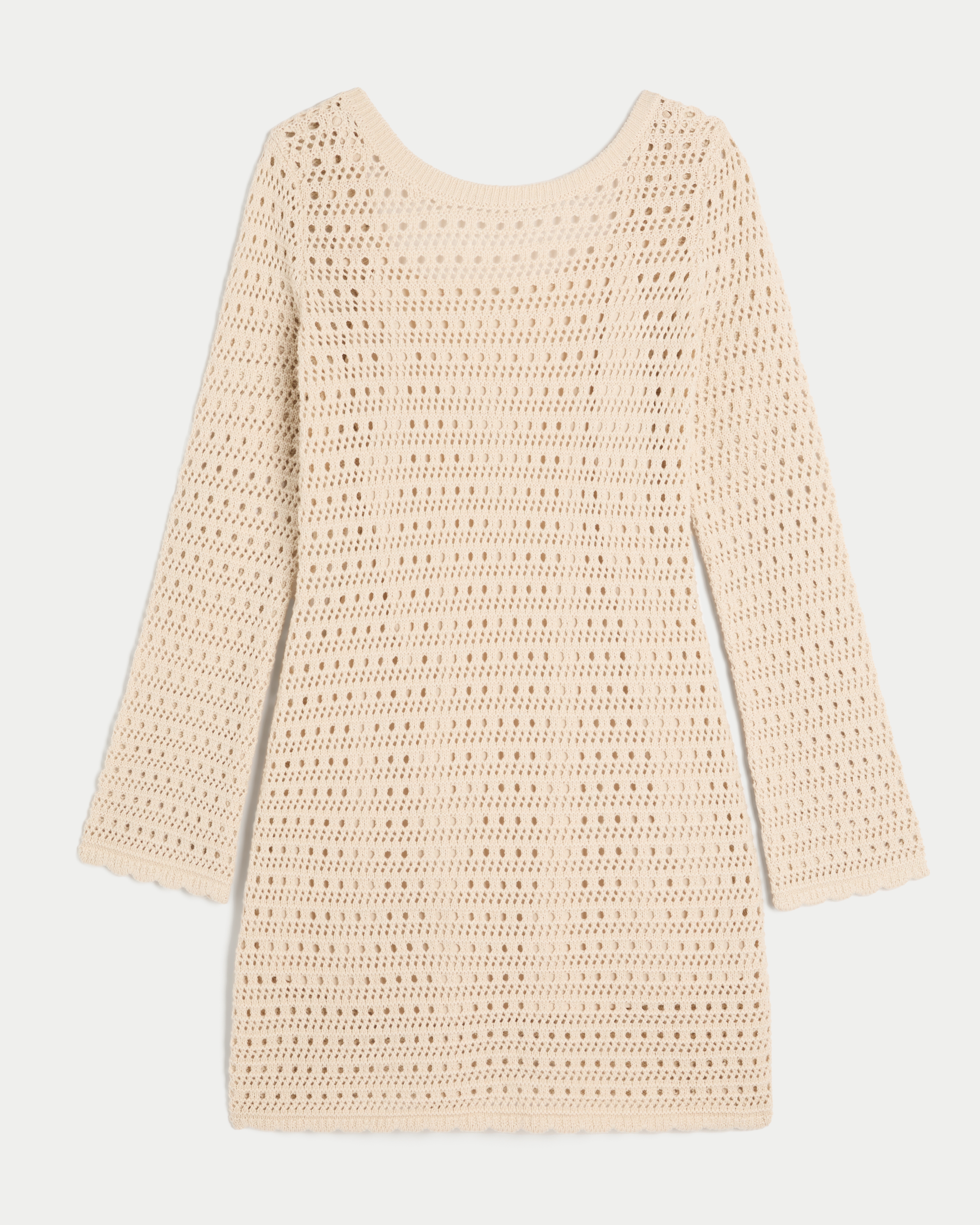Long-Sleeve Crochet-Style Mini Dress