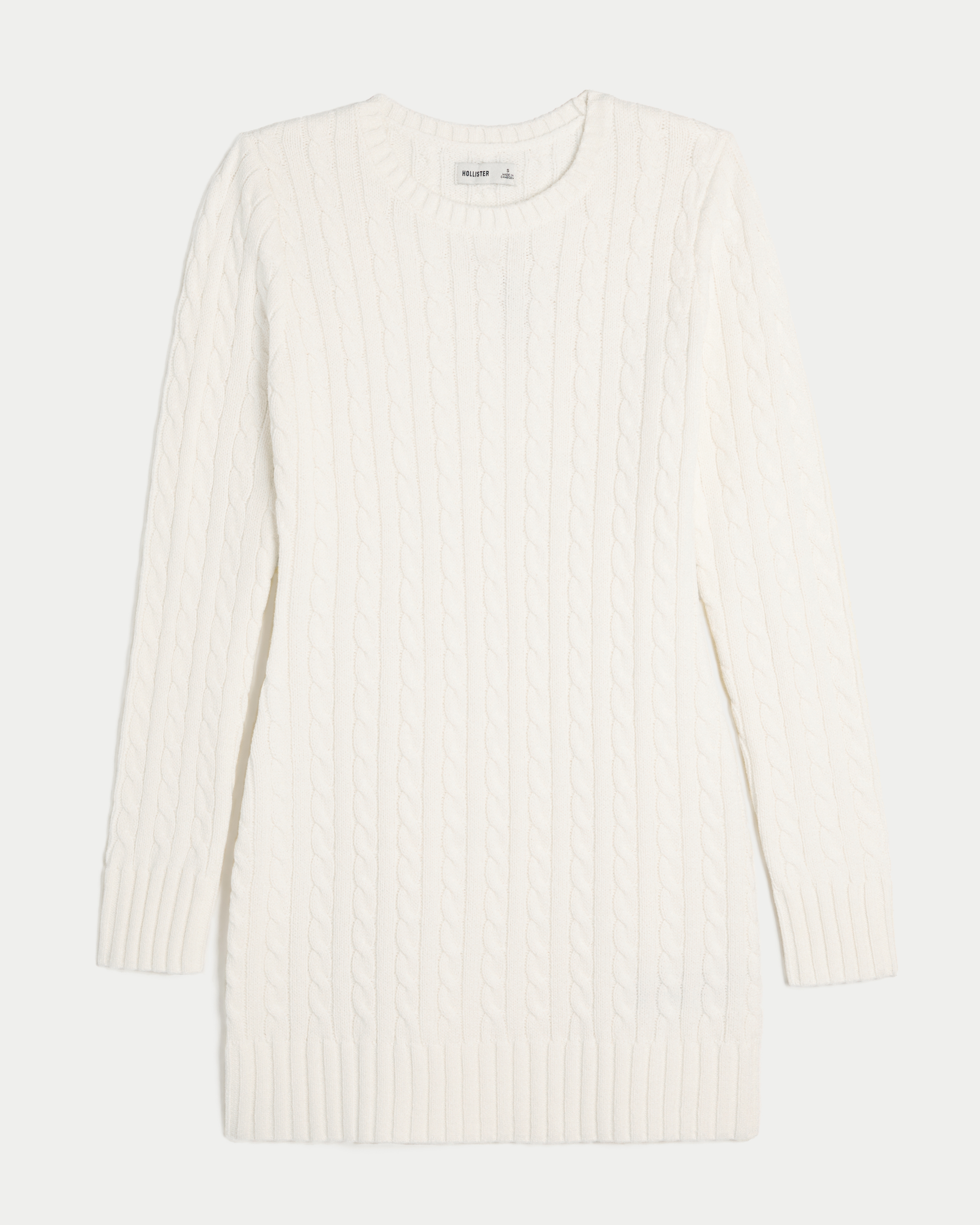 Cable-Knit Crew Sweater Mini Dress