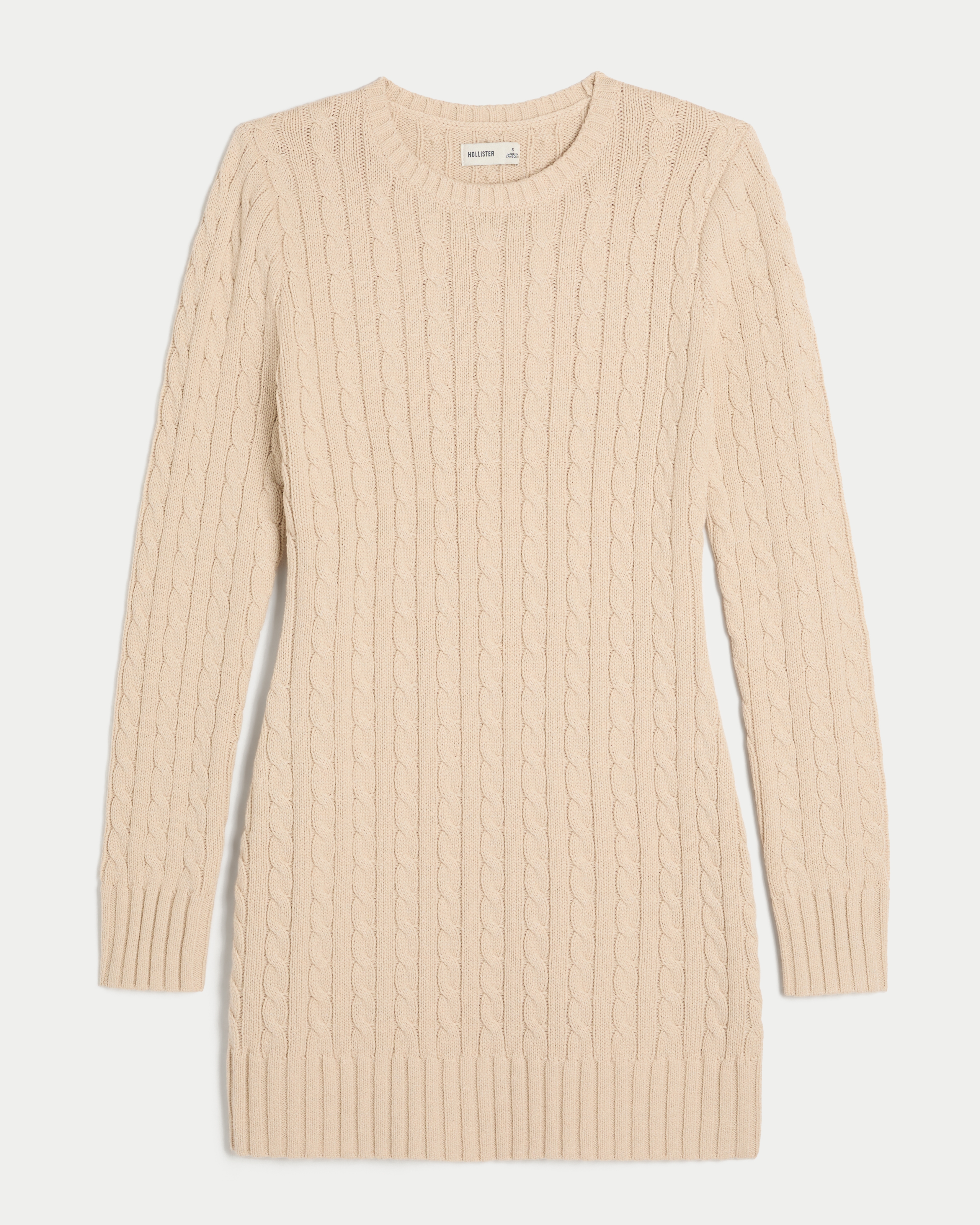 Cable-Knit Crew Sweater Mini Dress