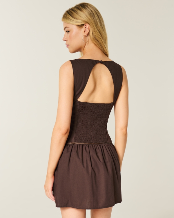 High-Neck Drop Waist Skort Dress