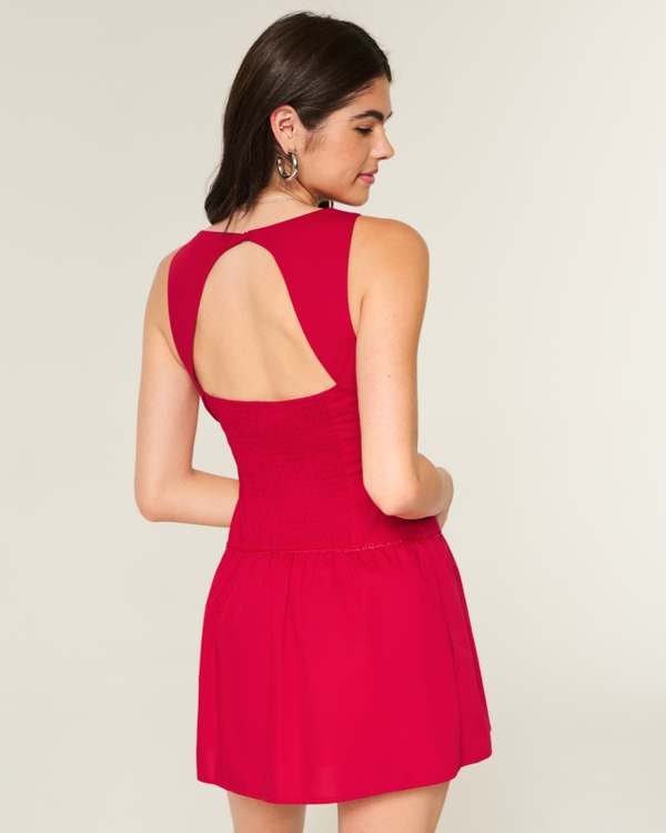 High-Neck Drop Waist Skort Dress