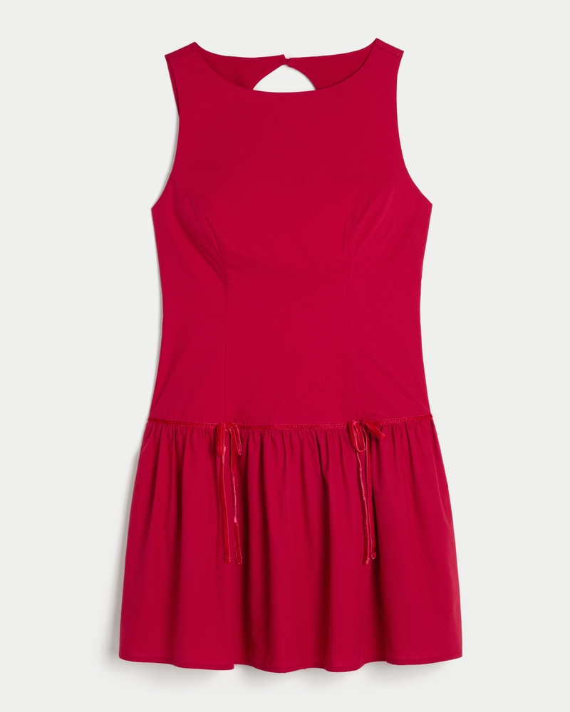 Women's High-Neck Drop Waist Skort Dress in Crimson Size XXS PETITE from Hollister