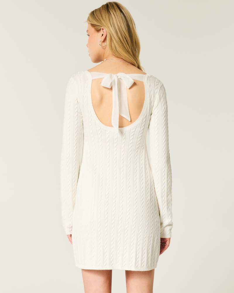 Cable-Knit Babydoll Sweater Dress