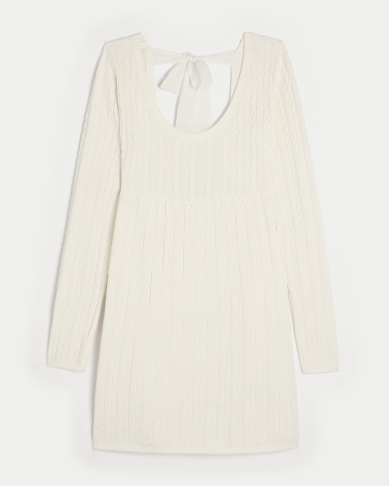 Cable-Knit Babydoll Sweater Dress