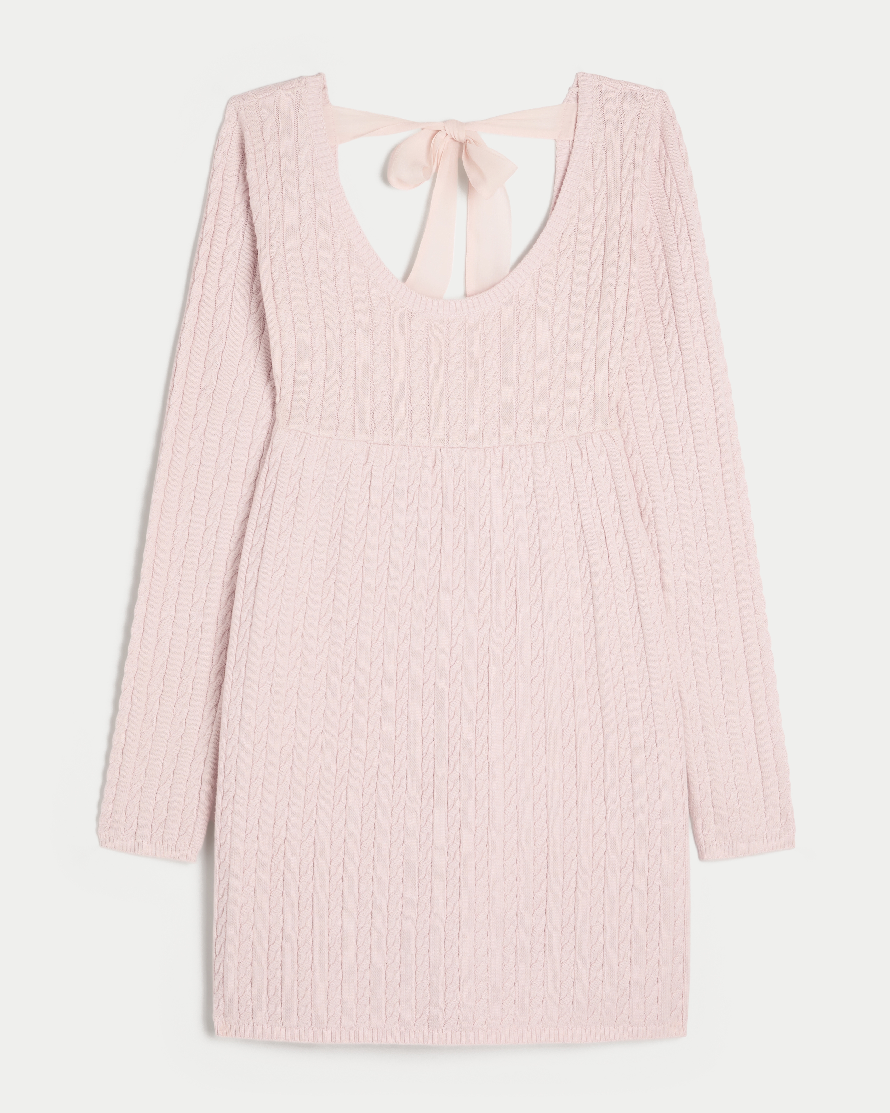 Cable-Knit Babydoll Sweater Dress