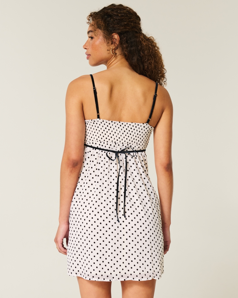 Chiffon Polka Dot Babydoll Mini Dress