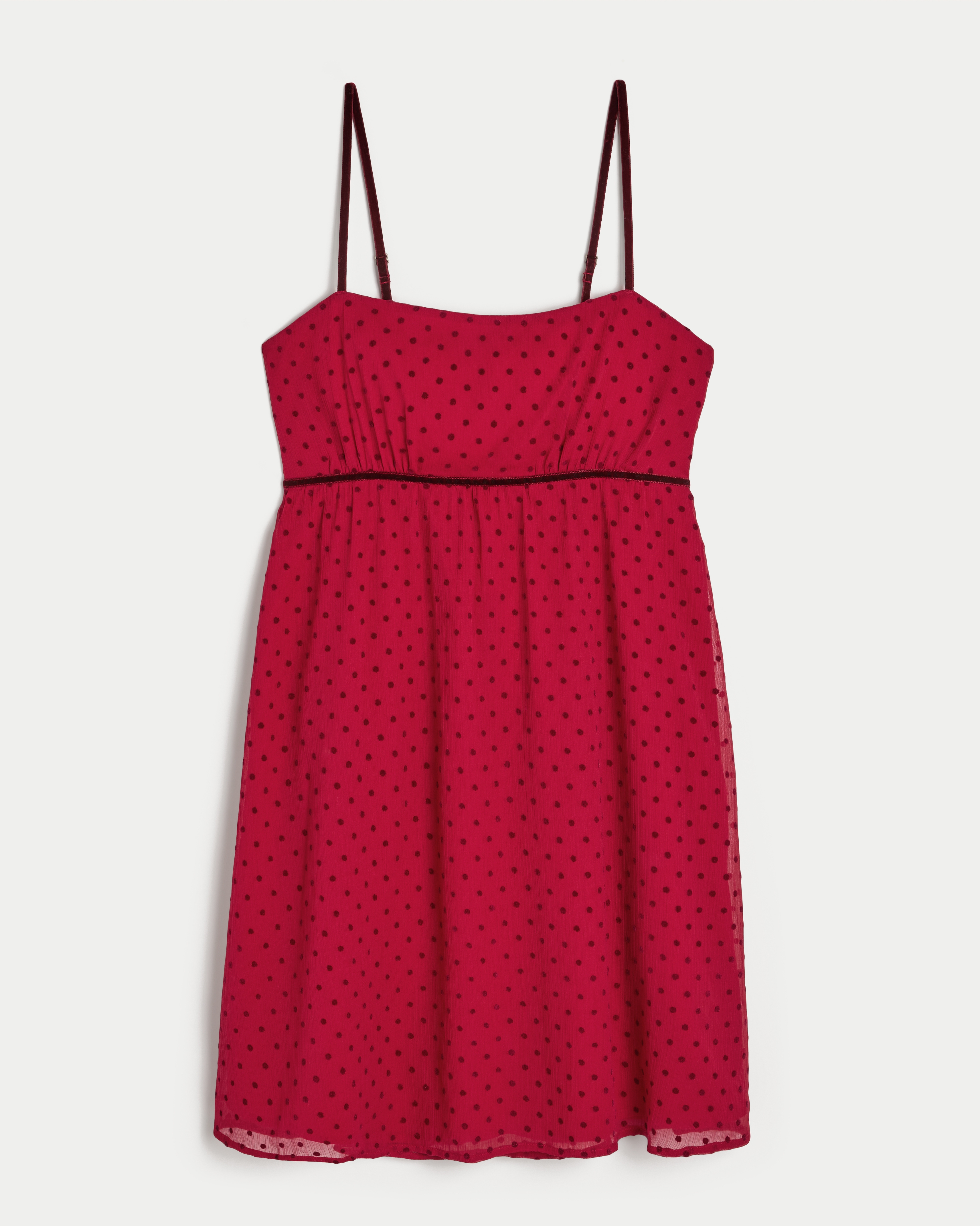 Chiffon Polka Dot Babydoll Mini Dress