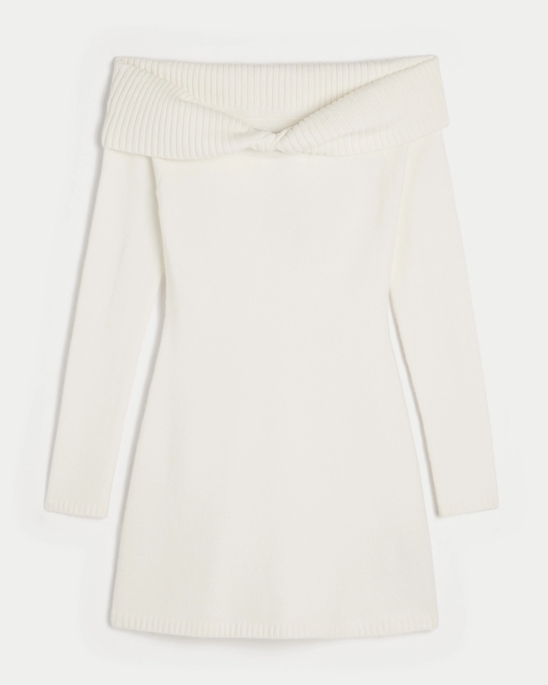 Off-the-Shoulder Twist Bust Sweater Dress