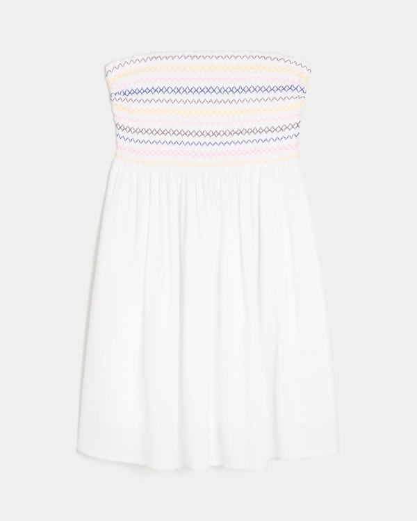 Strapless Smocked Mini Dress