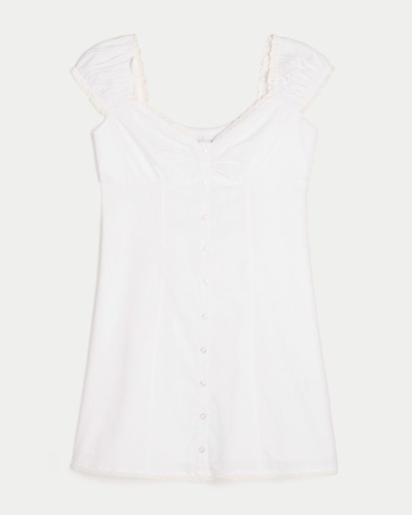 Cap Sleeve Shirt Dress, White view 1