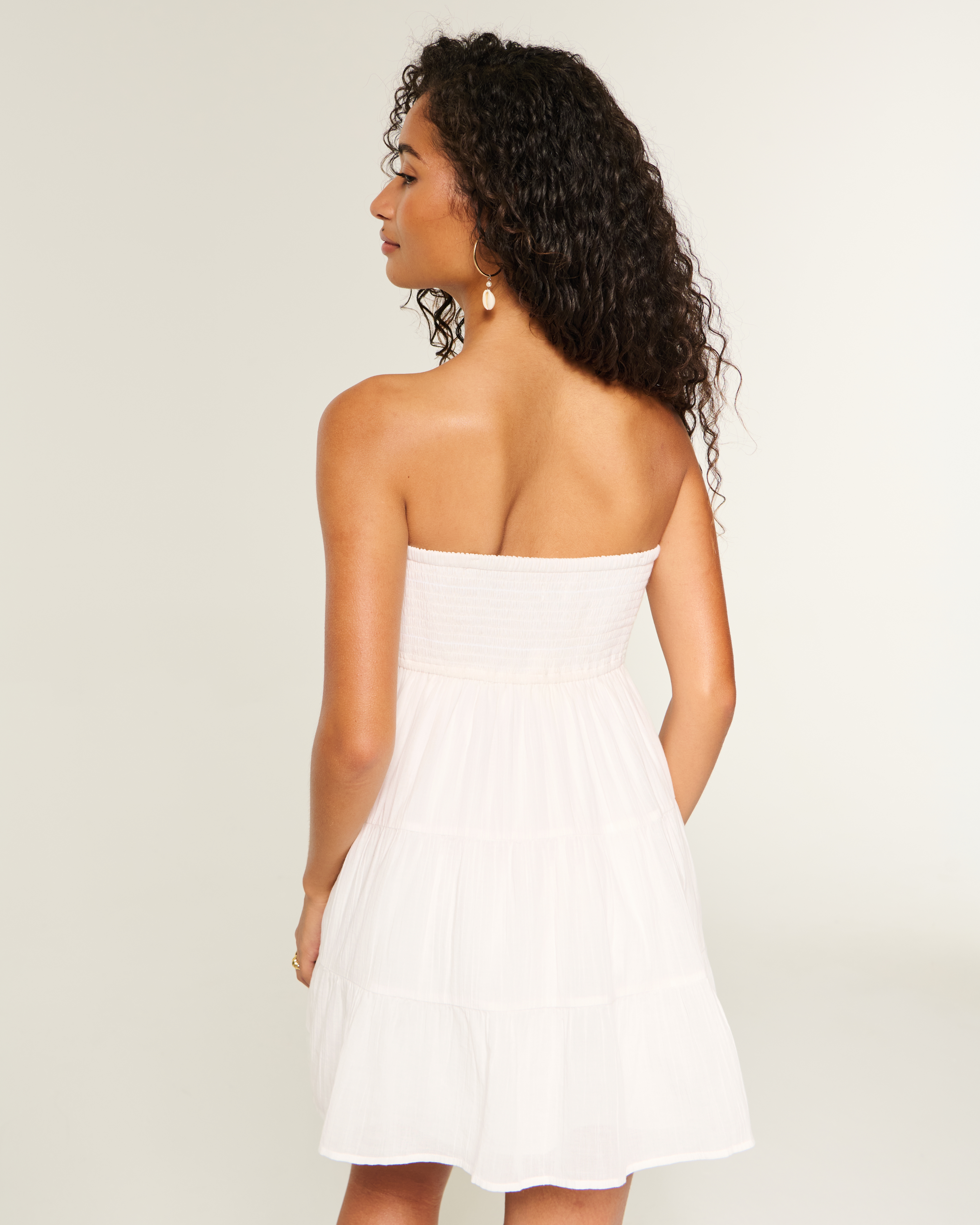 Strapless Crochet-Style Bodice Babydoll Mini Dress