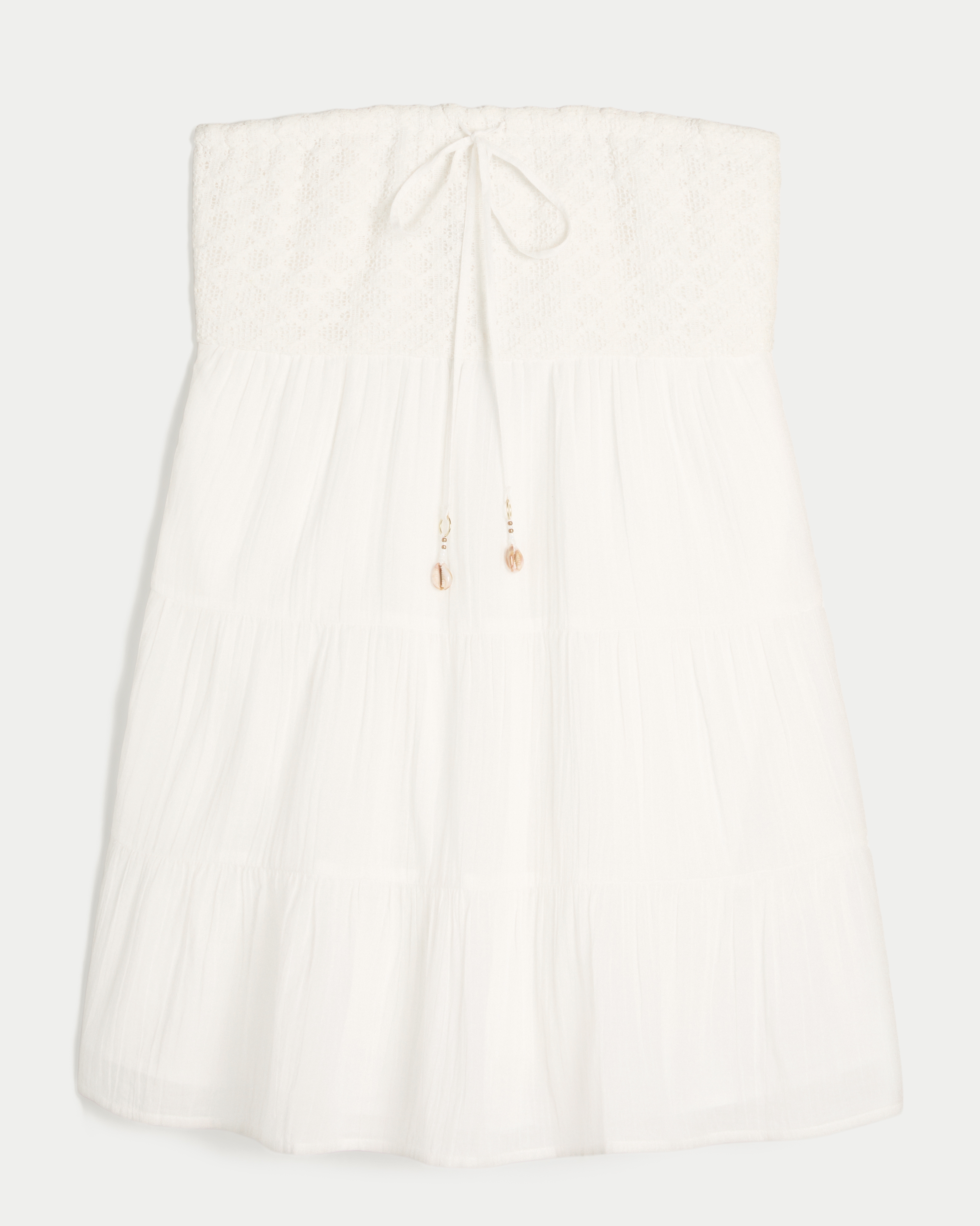 Strapless Crochet-Style Bodice Babydoll Mini Dress