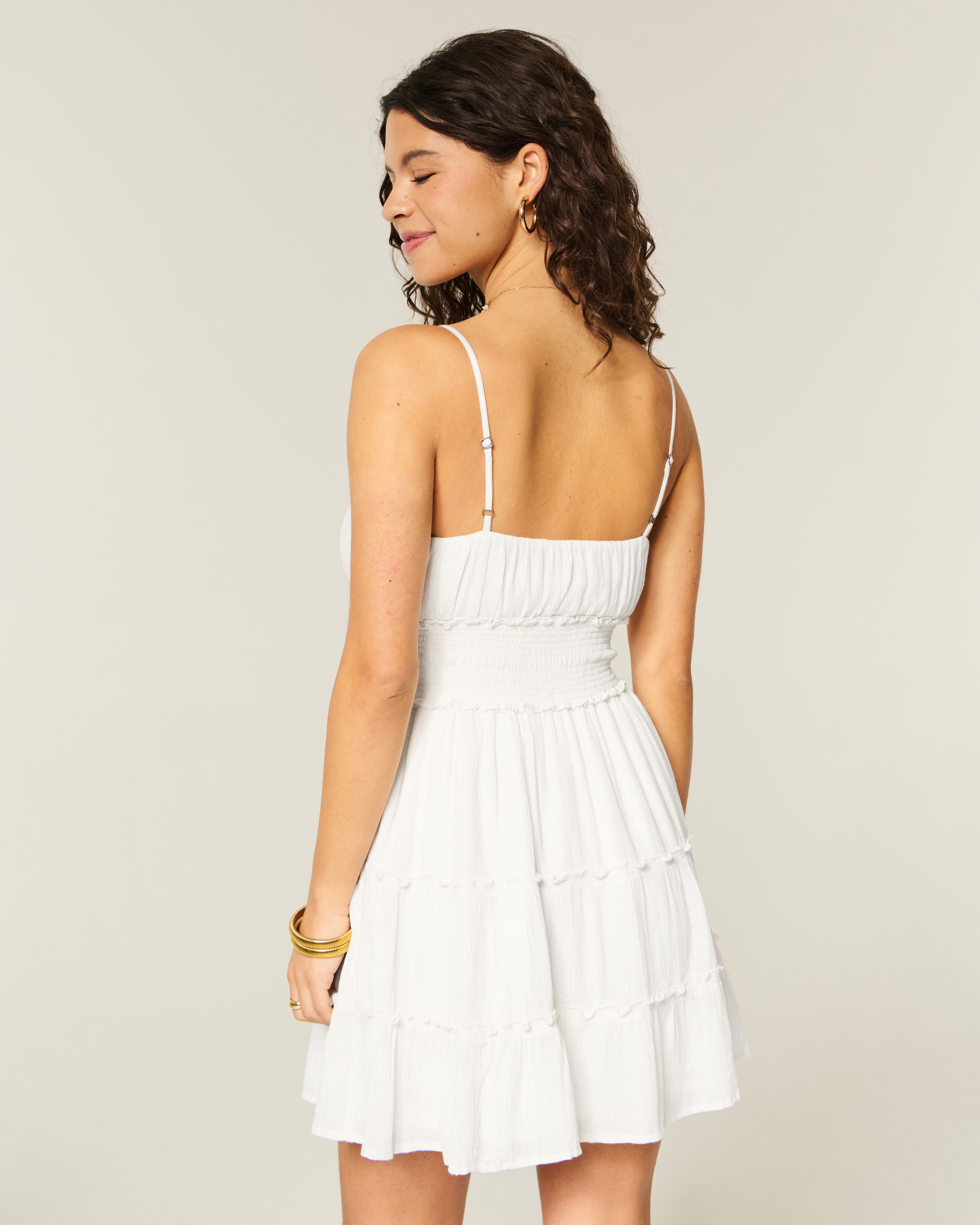 Shimmer Smocked Mini Dress