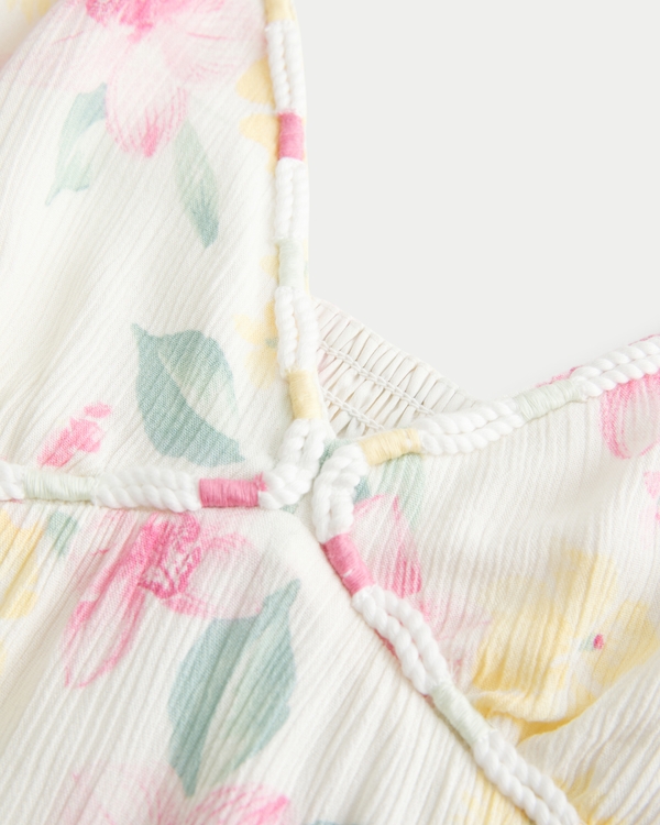 Rope Trim Babydoll Mini Dress