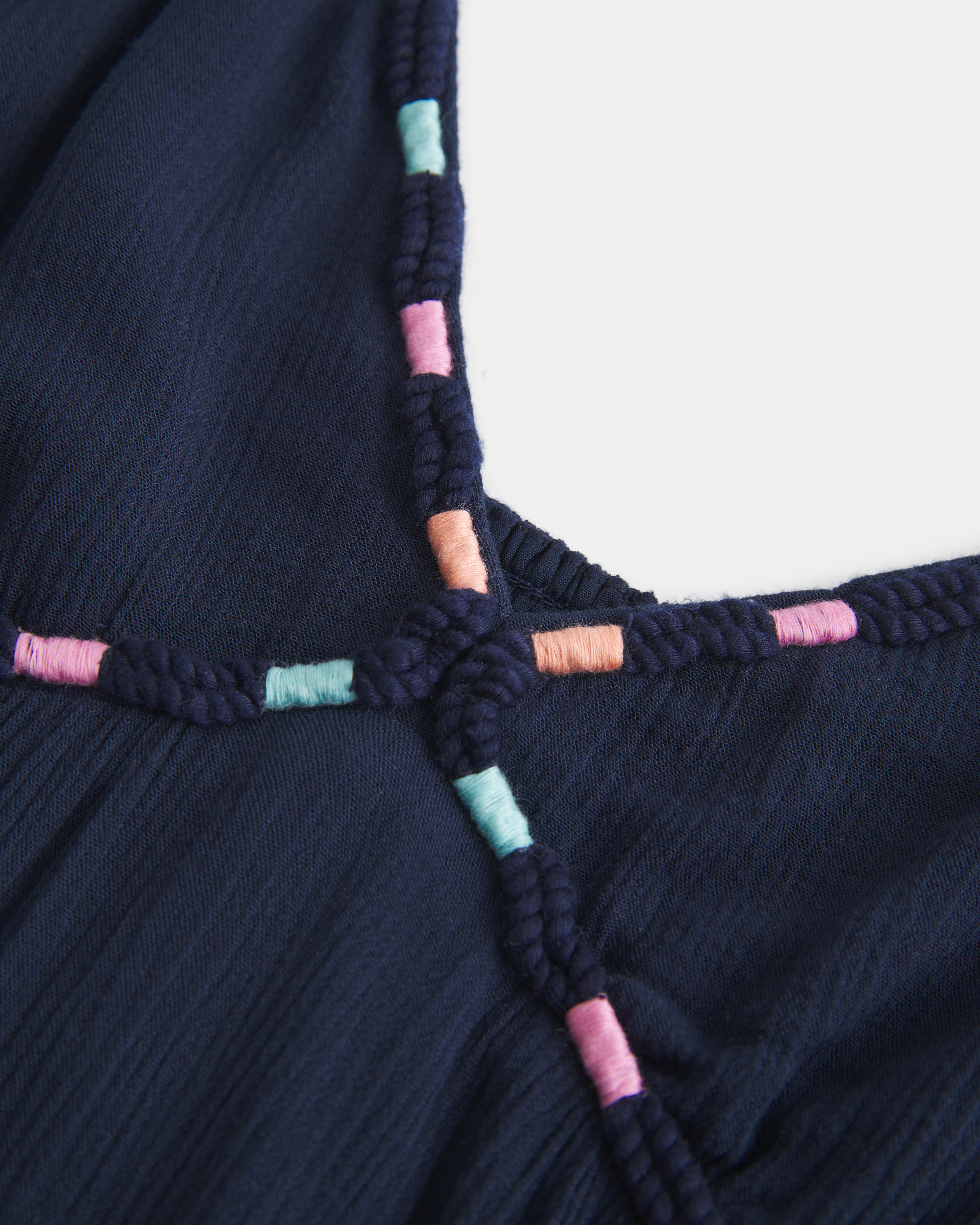 Rope Trim Babydoll Mini Dress