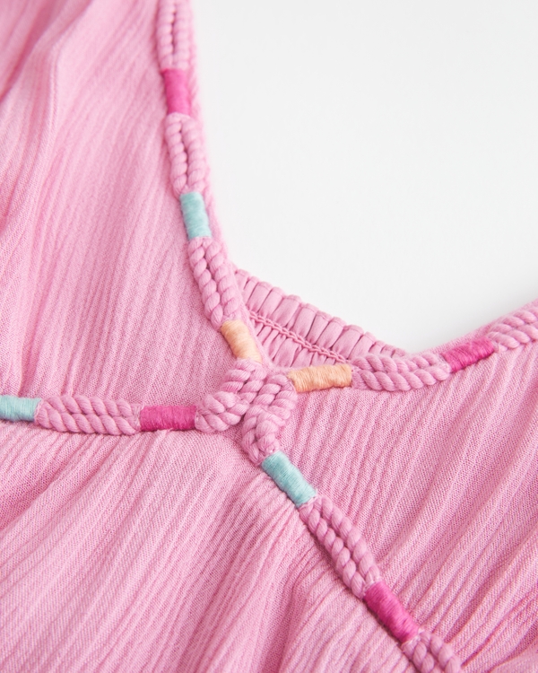 Rope Trim Babydoll Mini Dress