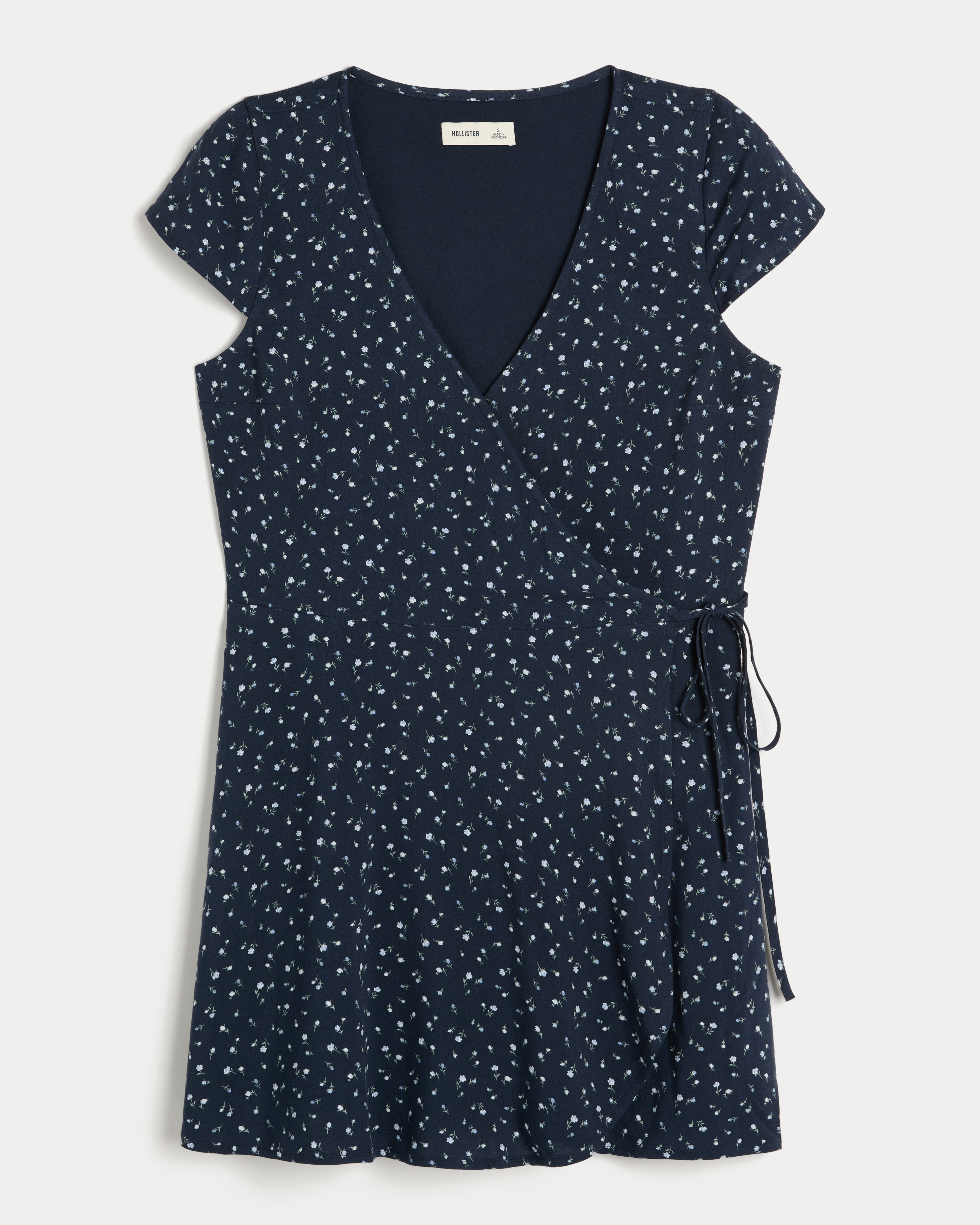 Short Sleeve Wrap Mini Dress