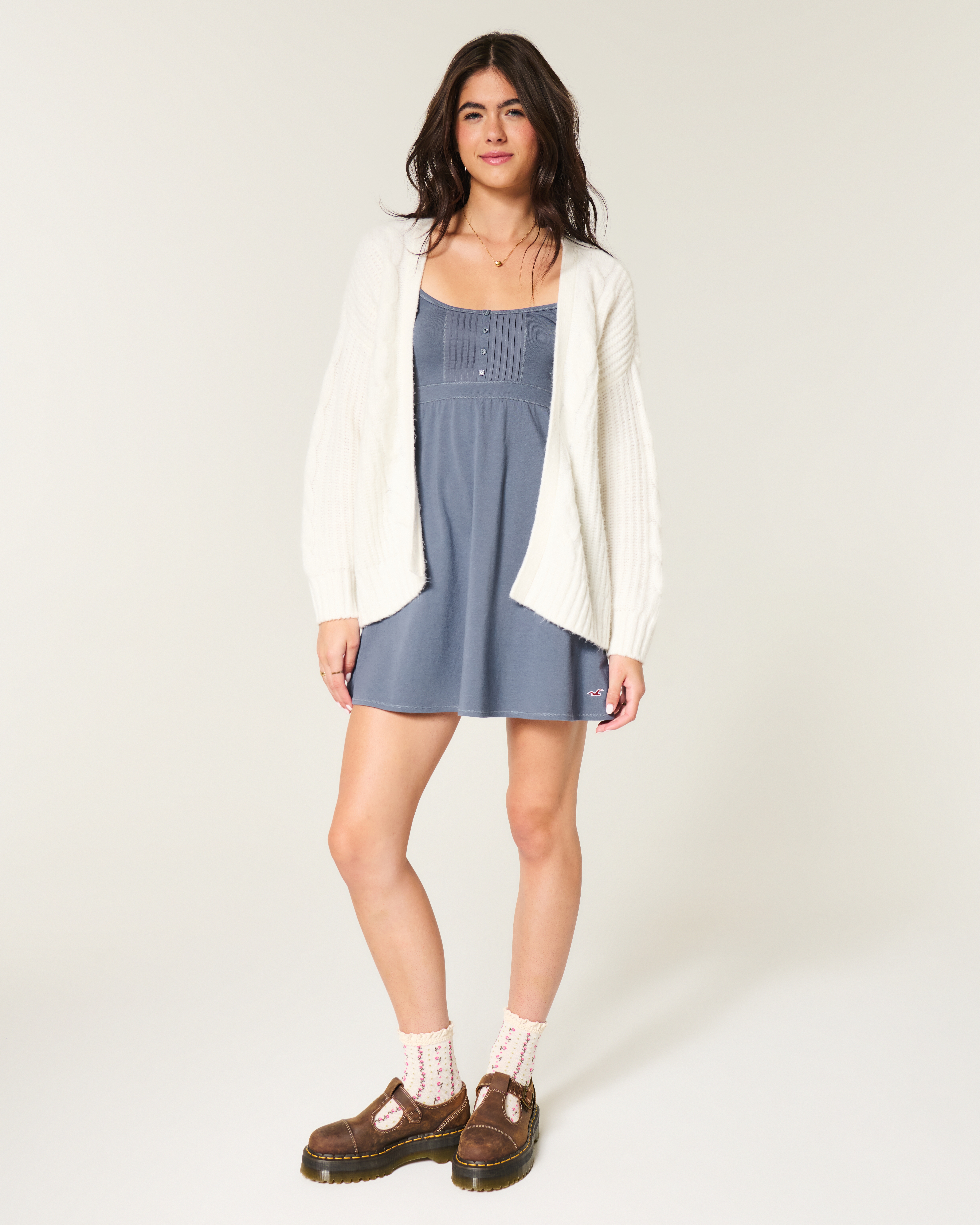 Pintuck Knit Mini Dress