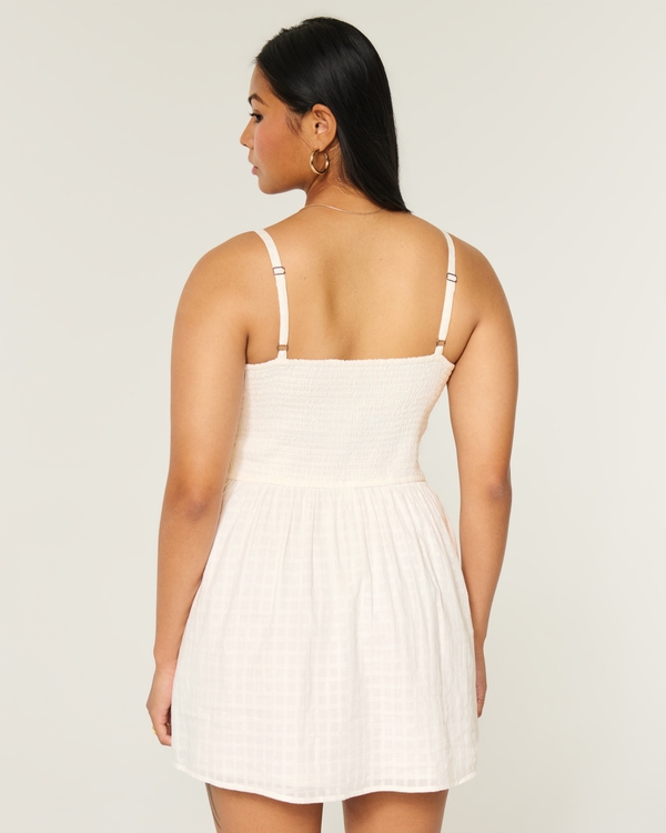 Women's Lace Trim Mini Dress in Cloud White Size XL from Hollister