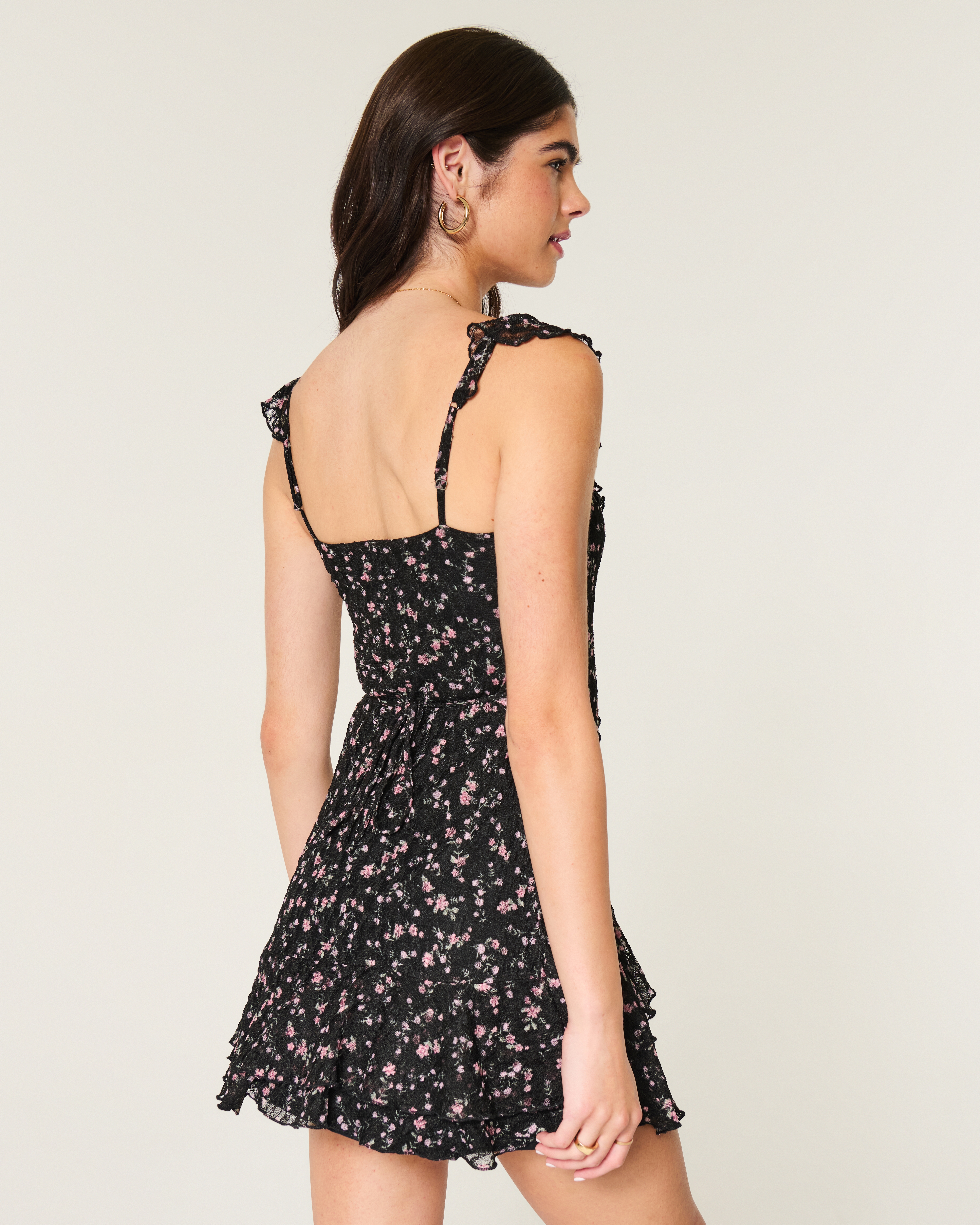 knee length dresses for ladies Desert Sun Lace Ruffle Mini Dress main image 1