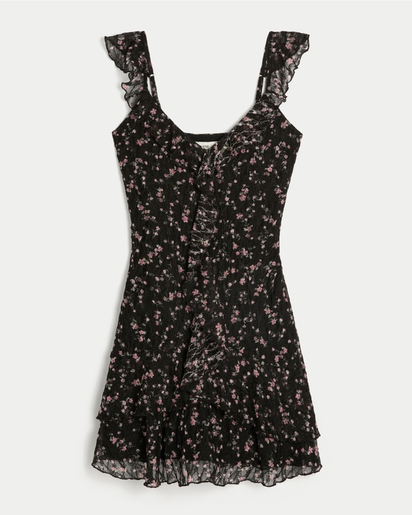 Lace Ruffle Mini Dress
