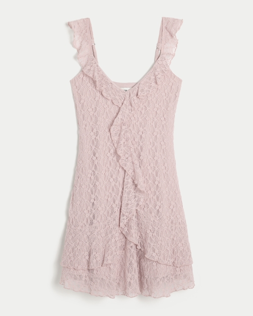 Lace Ruffle Mini Dress