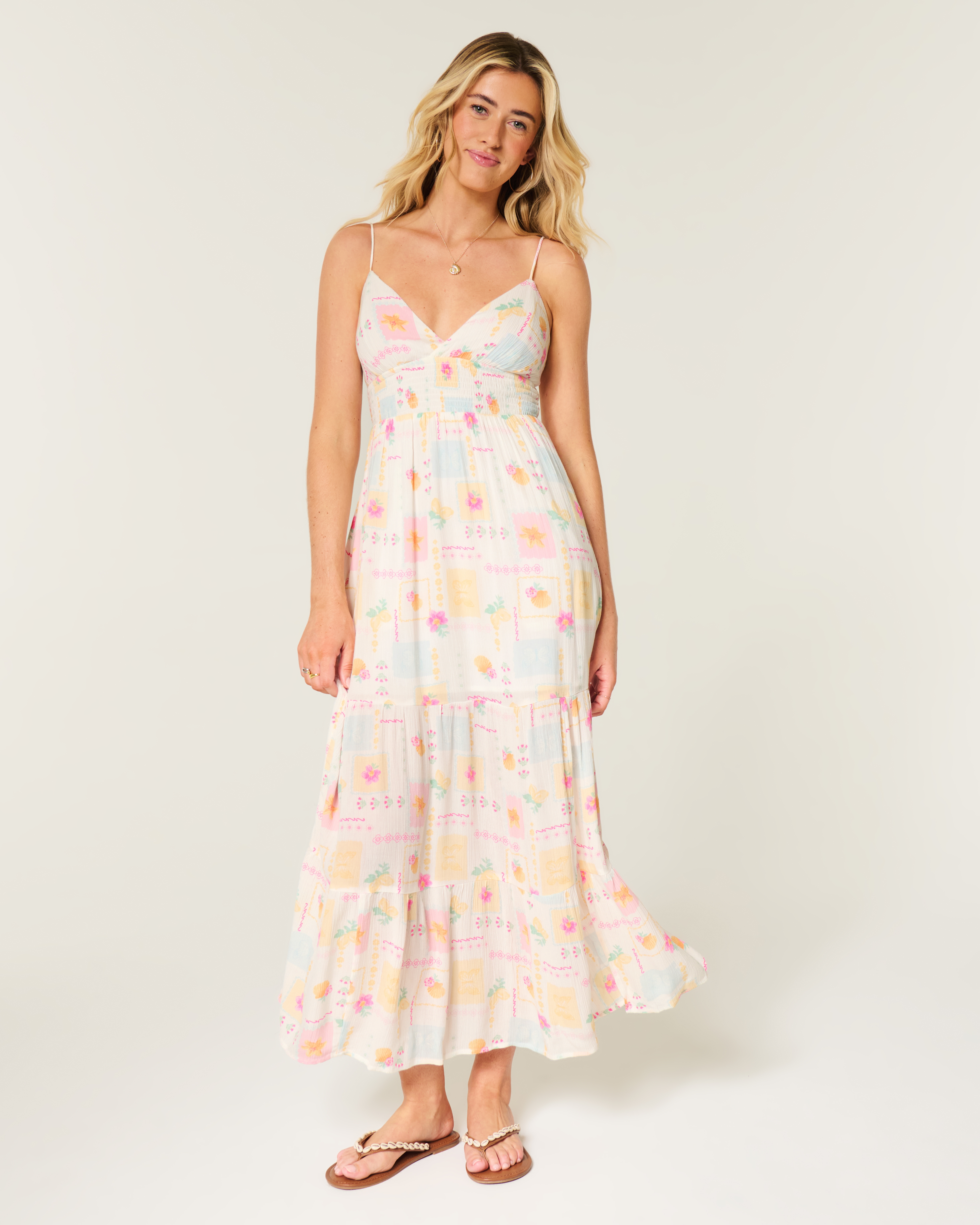Pattern Babydoll Maxi Dress