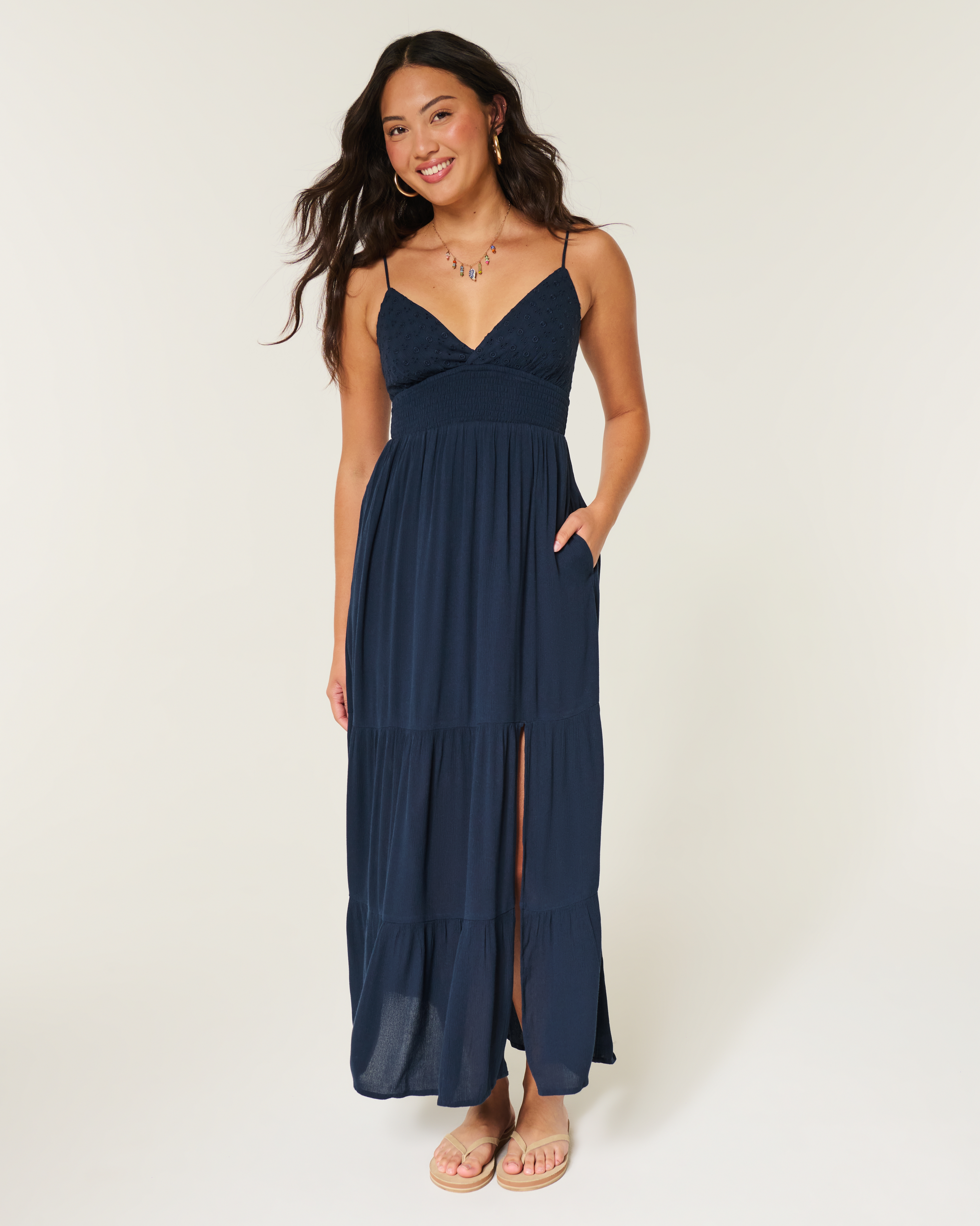 Embroidered Babydoll Maxi Dress