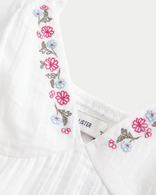 Women's Embroidered Mini Dress in White Size XL from Hollister