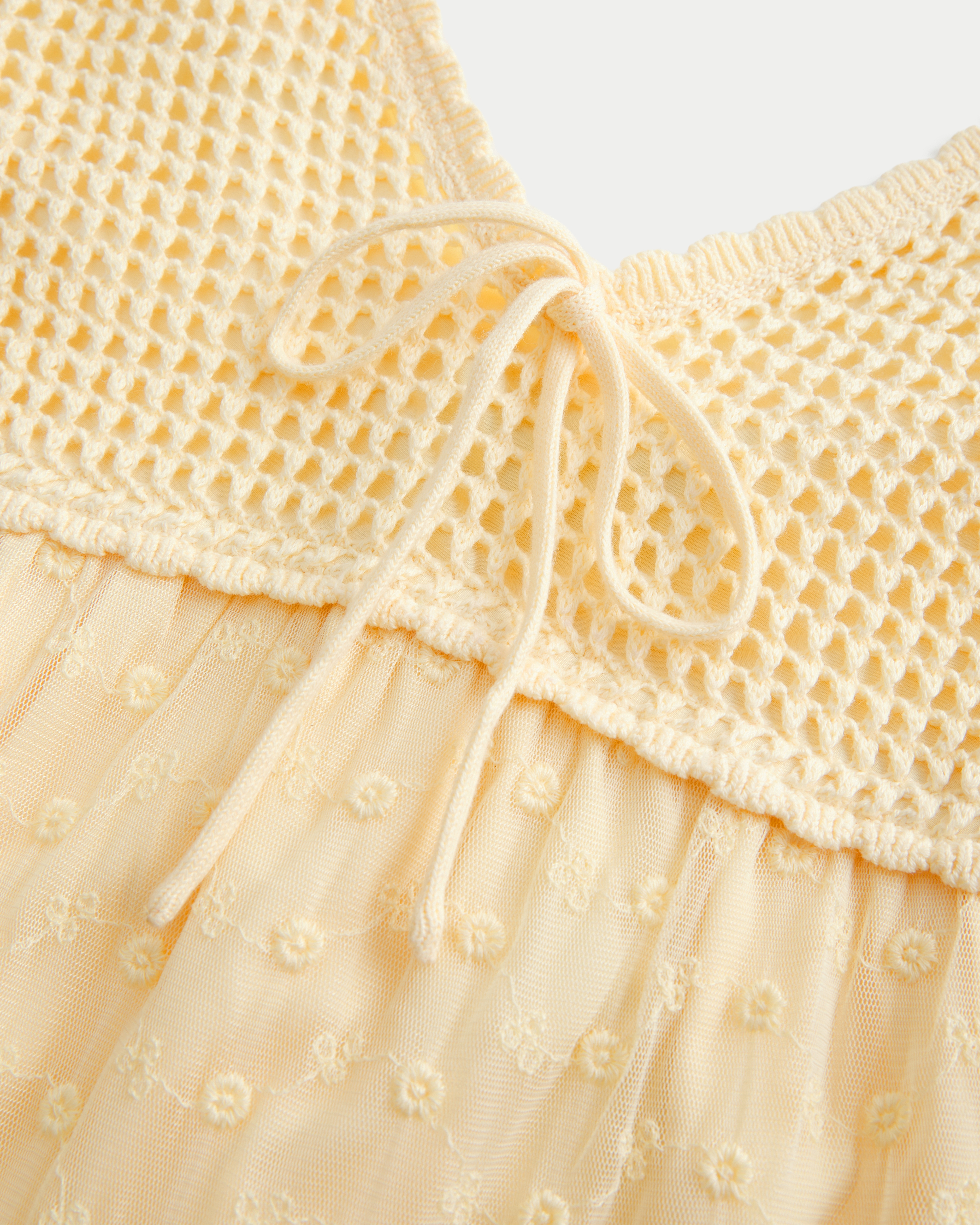 Crochet-Style Babydoll Mini Dress