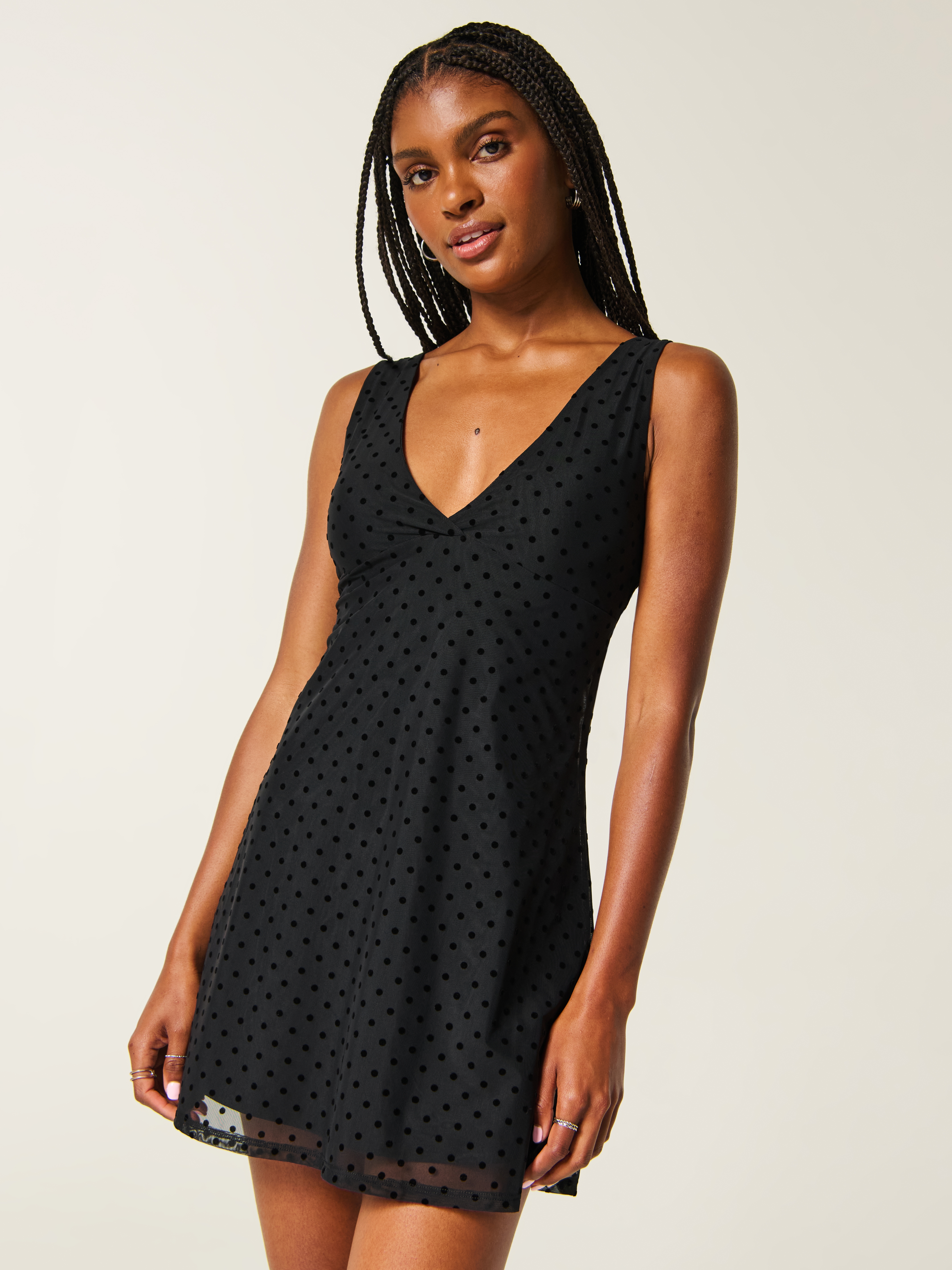 Dot Mesh Mini Dress