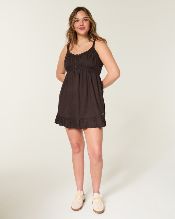 Button Front Mini Dress, Espresso view 2