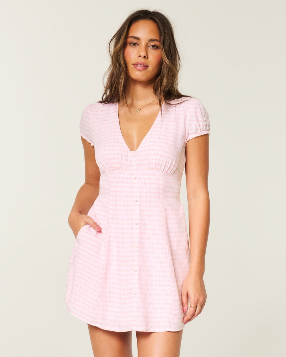 Button Front Mini Dress