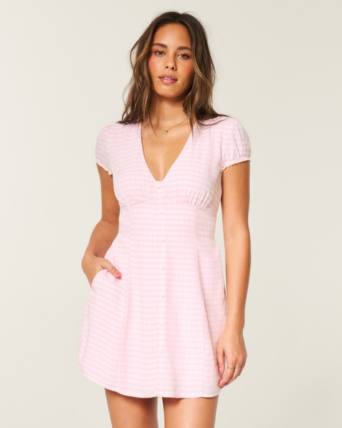 Button Front Mini Dress
