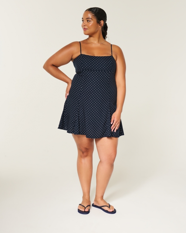 Dot Pattern Mini Dress, Navy Dot view 2