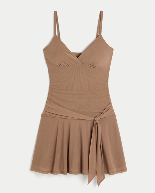 brown mesh tie dress ASOS Design - Mesh Twist Bust Detail Halter Maxi Dress - Women - Polyester/Spandex - 14 US