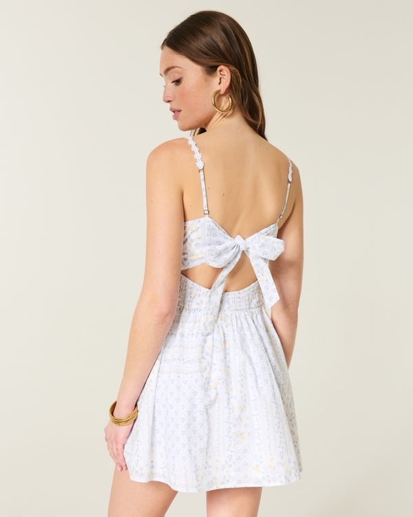 Daisy Trim Mini Dress, White Pattern view 2