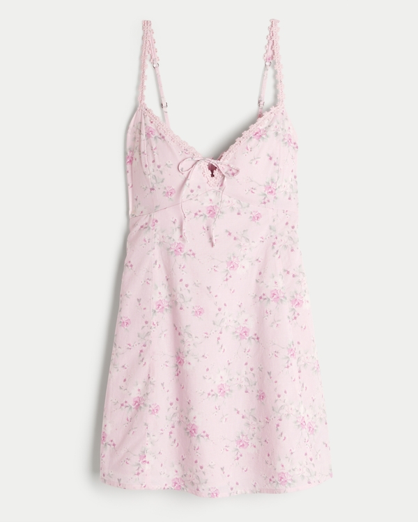 Daisy Trim Mini Dress, Light Pink Floral view 1