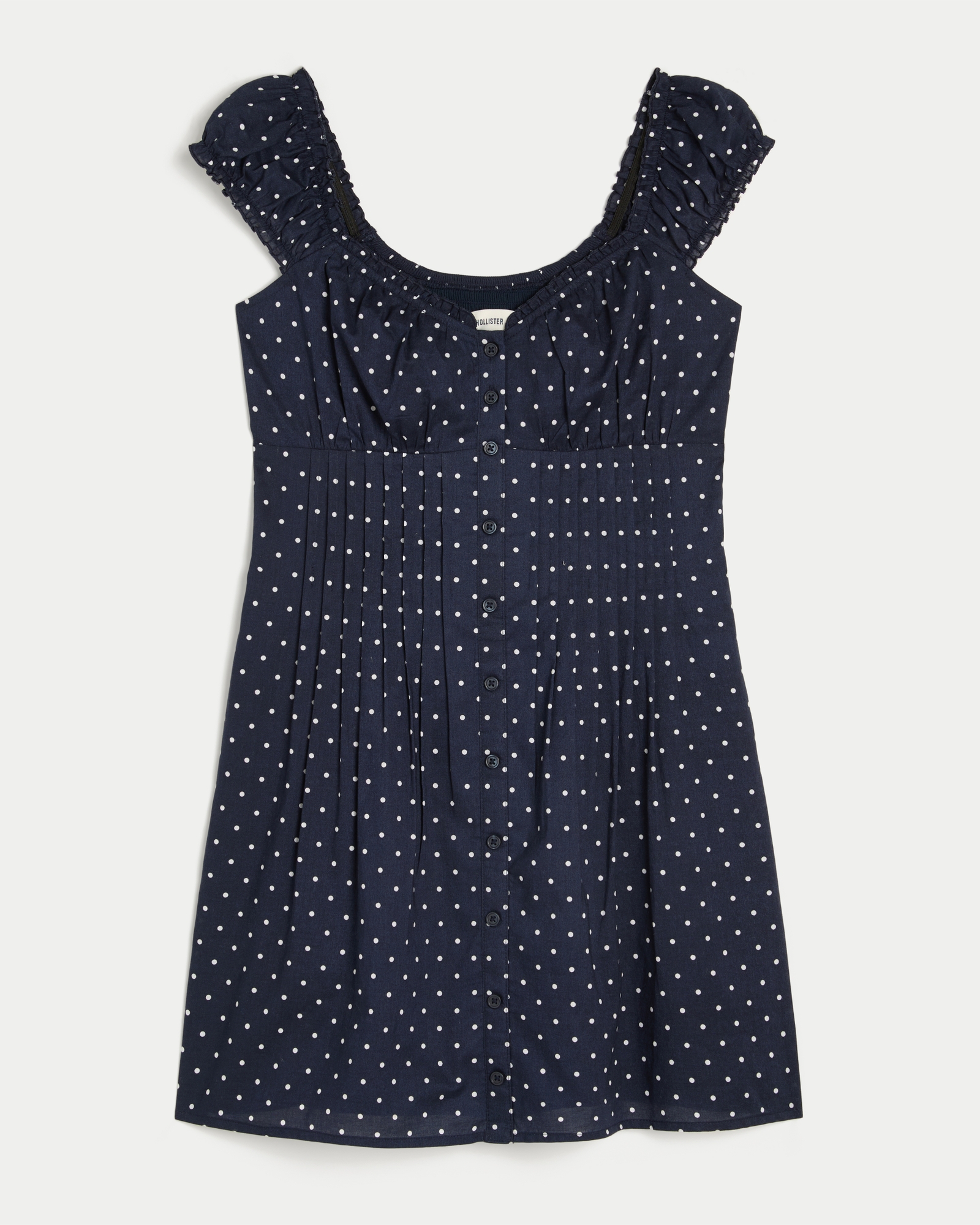 button front a line dress hollister Women's Cap Sleeve Mini a sweetheart neckline and