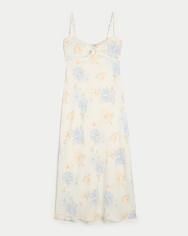 white christmas dresses Green Sleeveless Floral Slip Maxi Dress main image 1