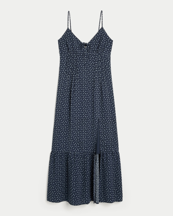 Pintuck Maxi Dress, Navy Floral view 1
