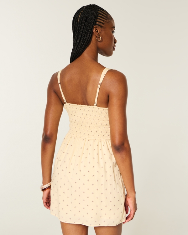 Scoop Babydoll Mini Dress, Butter Yellow Floral view 2